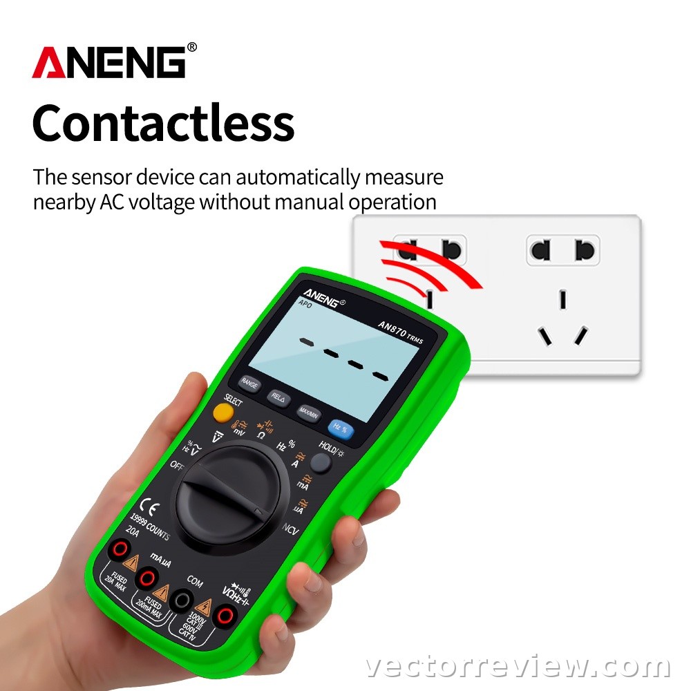 Aneng An870 Digital Multimeter 19999 Counts True Rms Transistor Tester ...