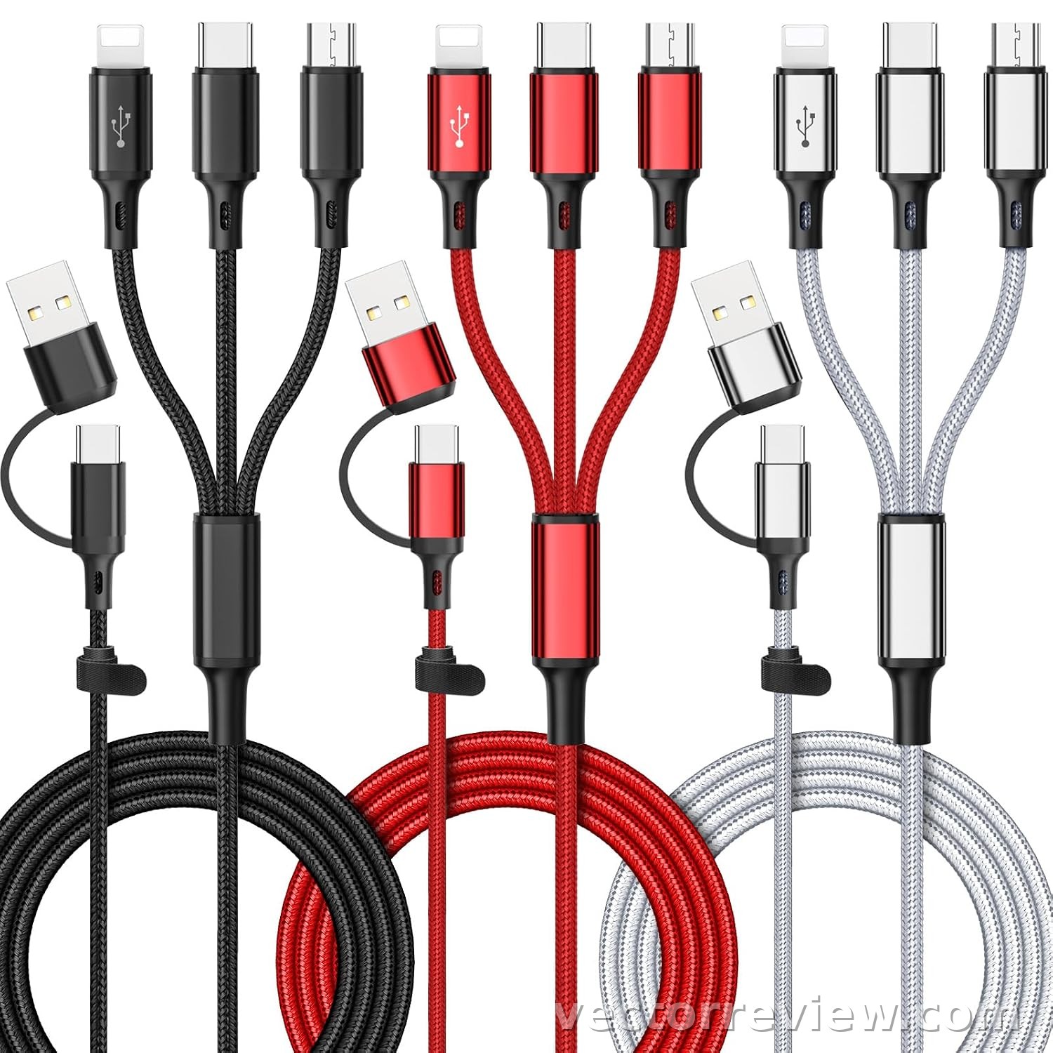 6 in 1 Multi Charging Cable [3Pack 4FT] Multi Charger Cable Nylon ...