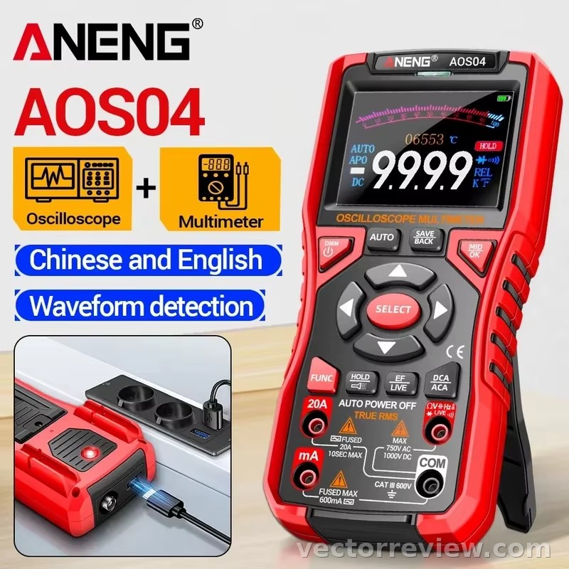 오실로스코프 2 in 1 자동차 멀티미터 테스터 ANENG AOS04 전기 수리용 10Mhz 50MS/s 파형 데이터 저장 ...