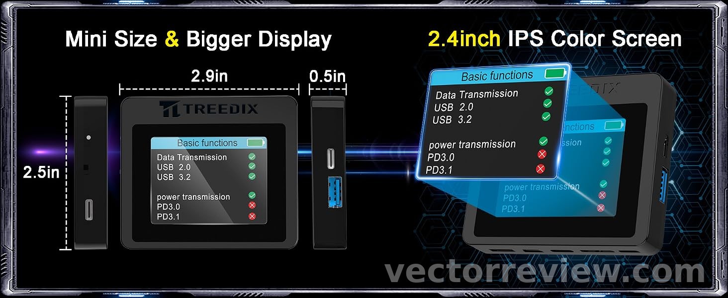 Treedix USB Cable Tester, 2.4-inch Color Display Screen USB C Cable ...