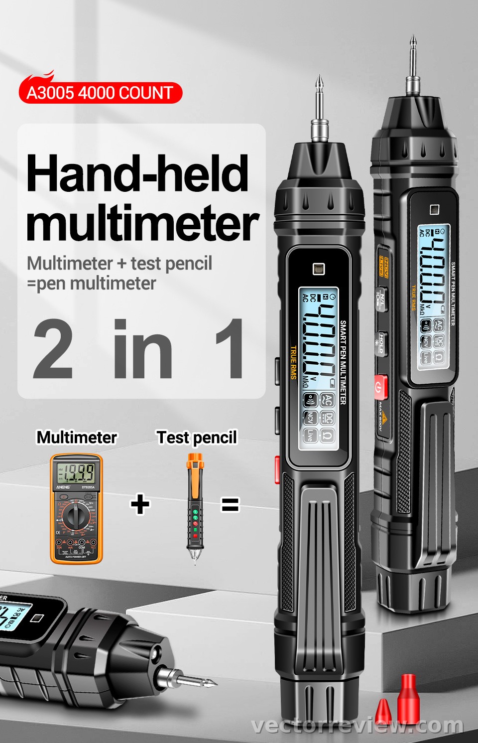ANENG Digital Multimeter Pen Voltage Tespen Tester Pen - A3005 - Black ...