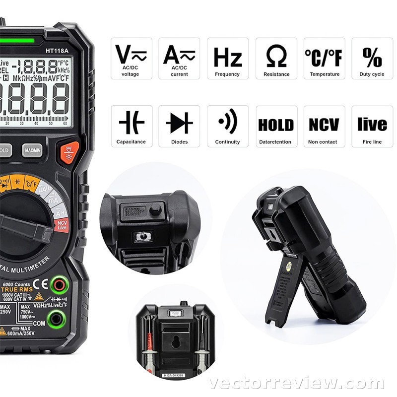 KAIWEETS HT118A Digital Multimeter TRMS 6000 Counts - GEEKMAXI.COM