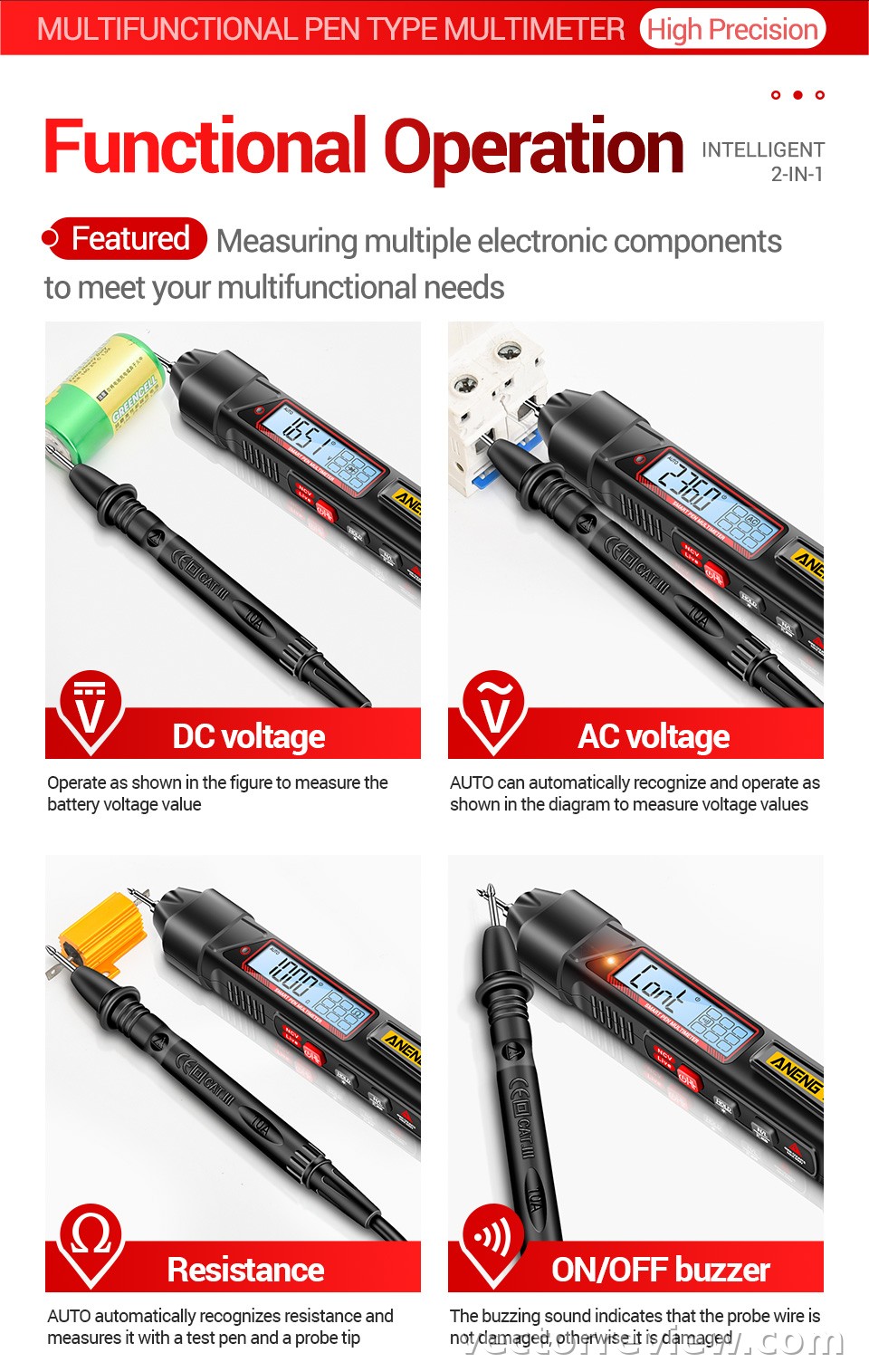 ANENG A3006 4000 Counts Multifunctional Pen Type Multimeter AC/DC ...