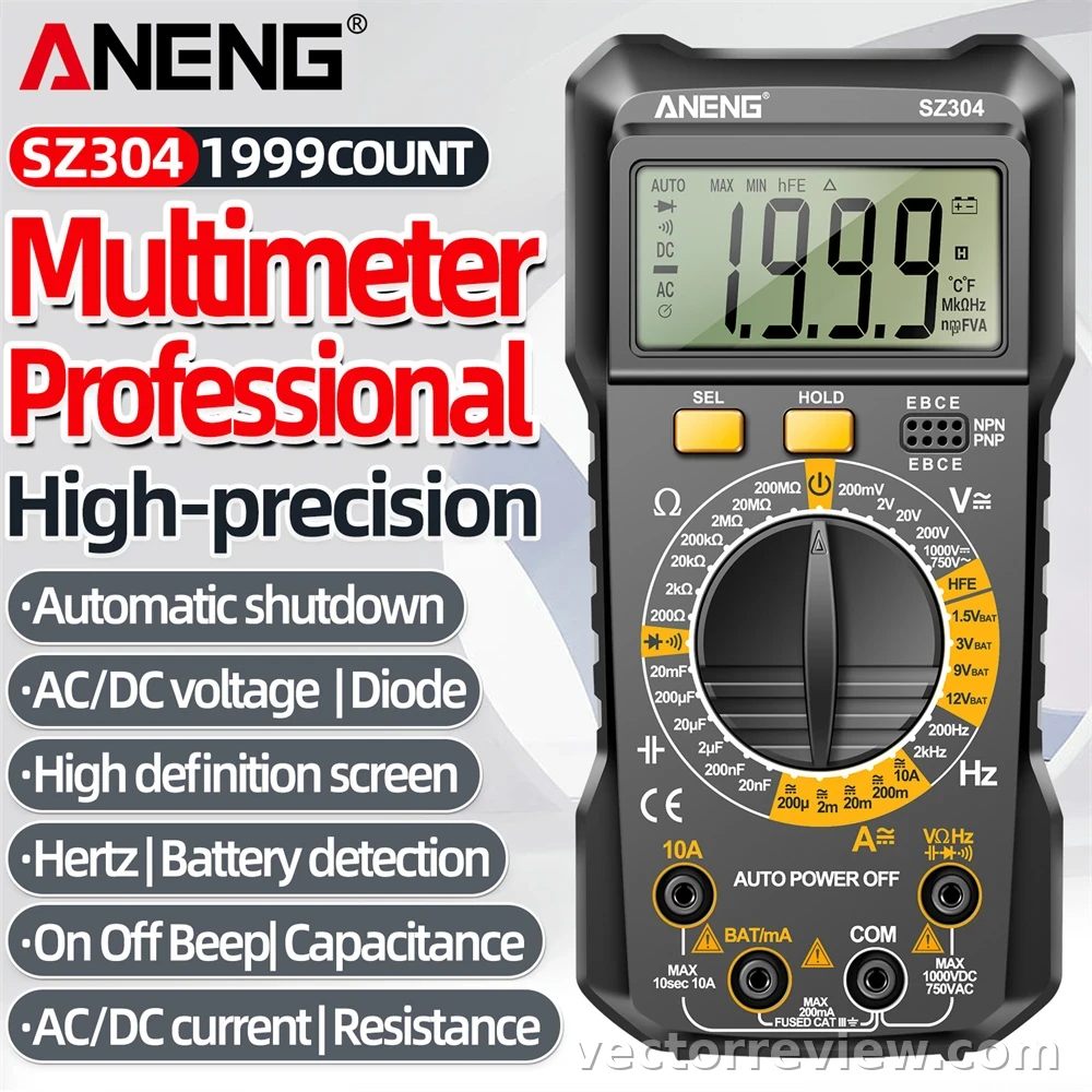 ANENG SZ304 Digital Multimeter, ABS Body, Accurate Measurement of ...