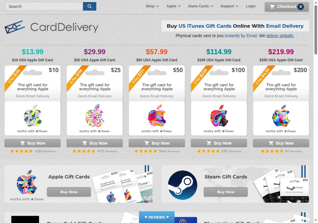 Carddelivery.com reviews – avoid this risky gift card site