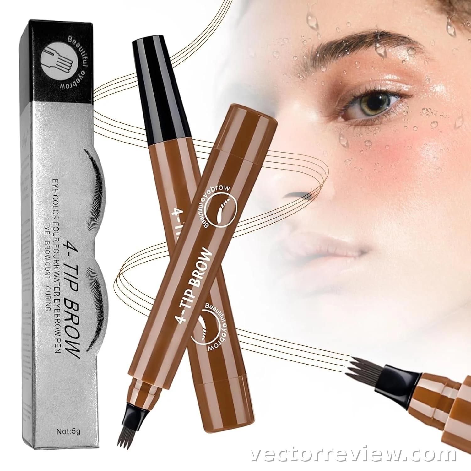 4-Tip Brow Pen,Natural Hair Strokes,Brows,Liner,Beard,Hairline(2#Dark Brown) review