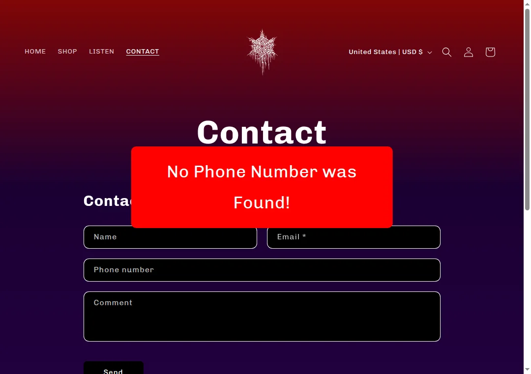 Psychoframe.com missing phone number