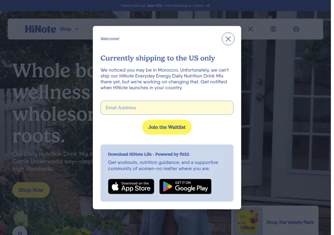Screenshot of hinote.com homepage showing product offers