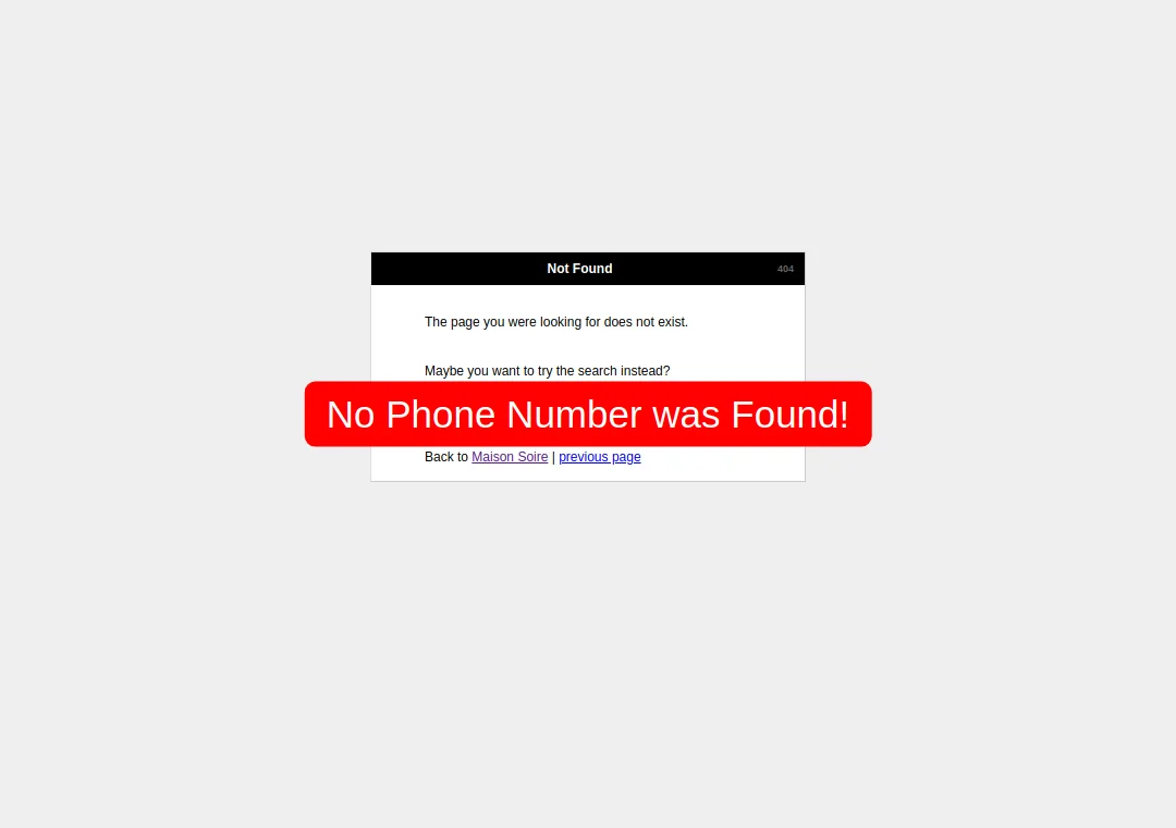 maisonsoire.com missing phone number in contact section