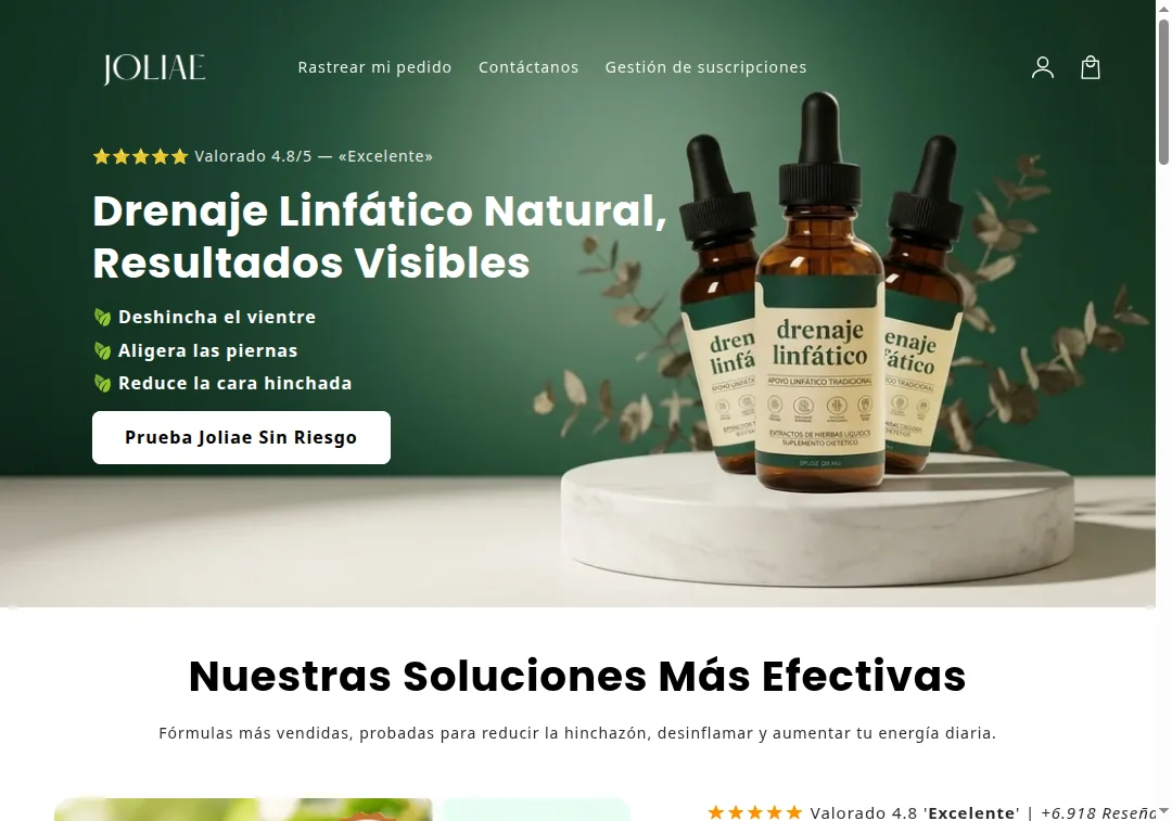 Screenshot of the joliae-es.com homepage showing product images