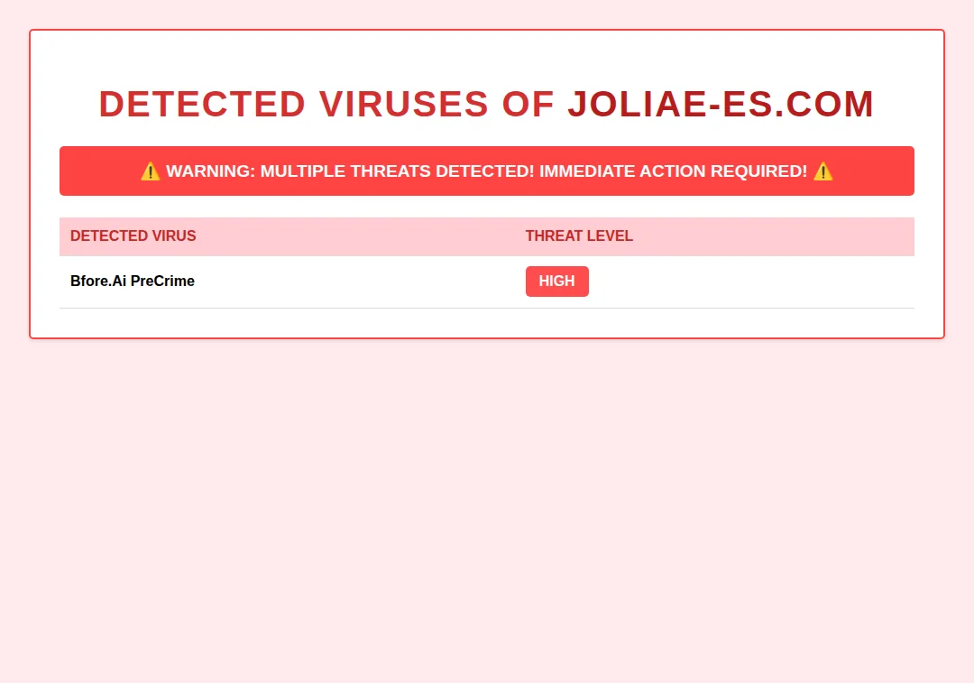 Malware scan warning for joliae-es.com