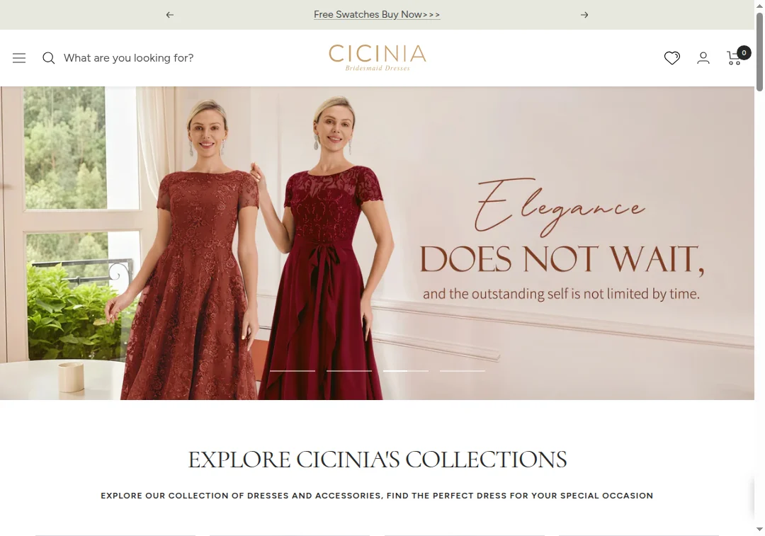 Screenshot of Cicinia.com homepage