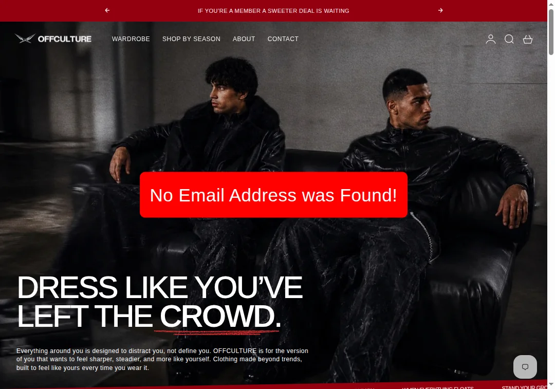 Offculturee.com missing email contact field