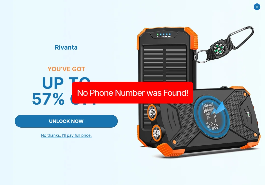 No phone number listed on tryrivanta.com