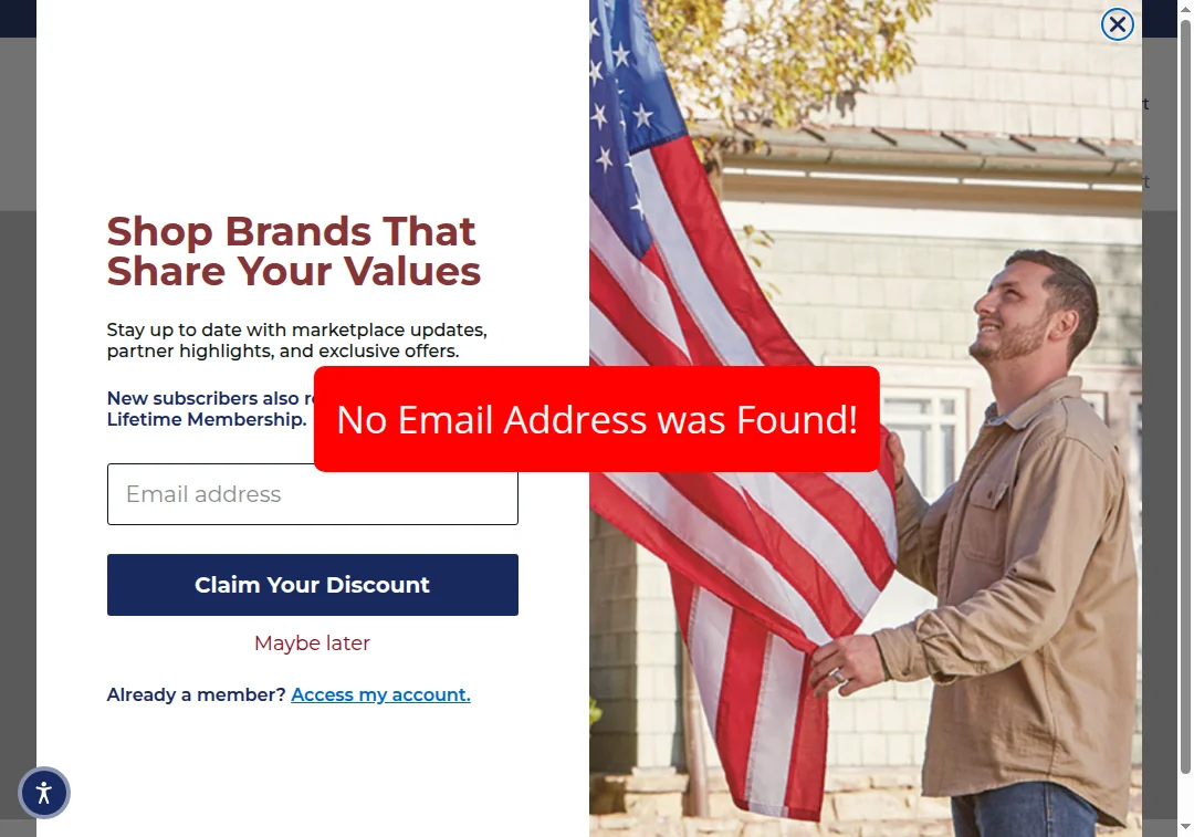 Screenshot of mammothnation.com showing missing email address for customer inquiries