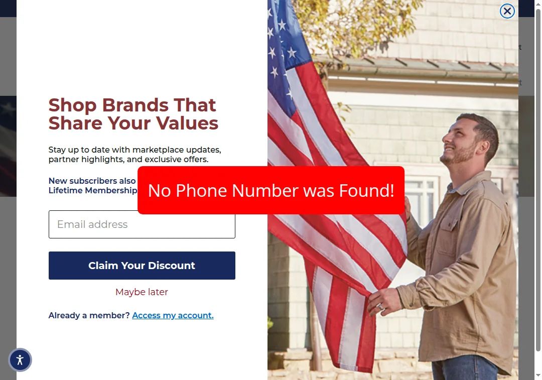 Screenshot of mammothnation.com page showing no phone number available for customer support